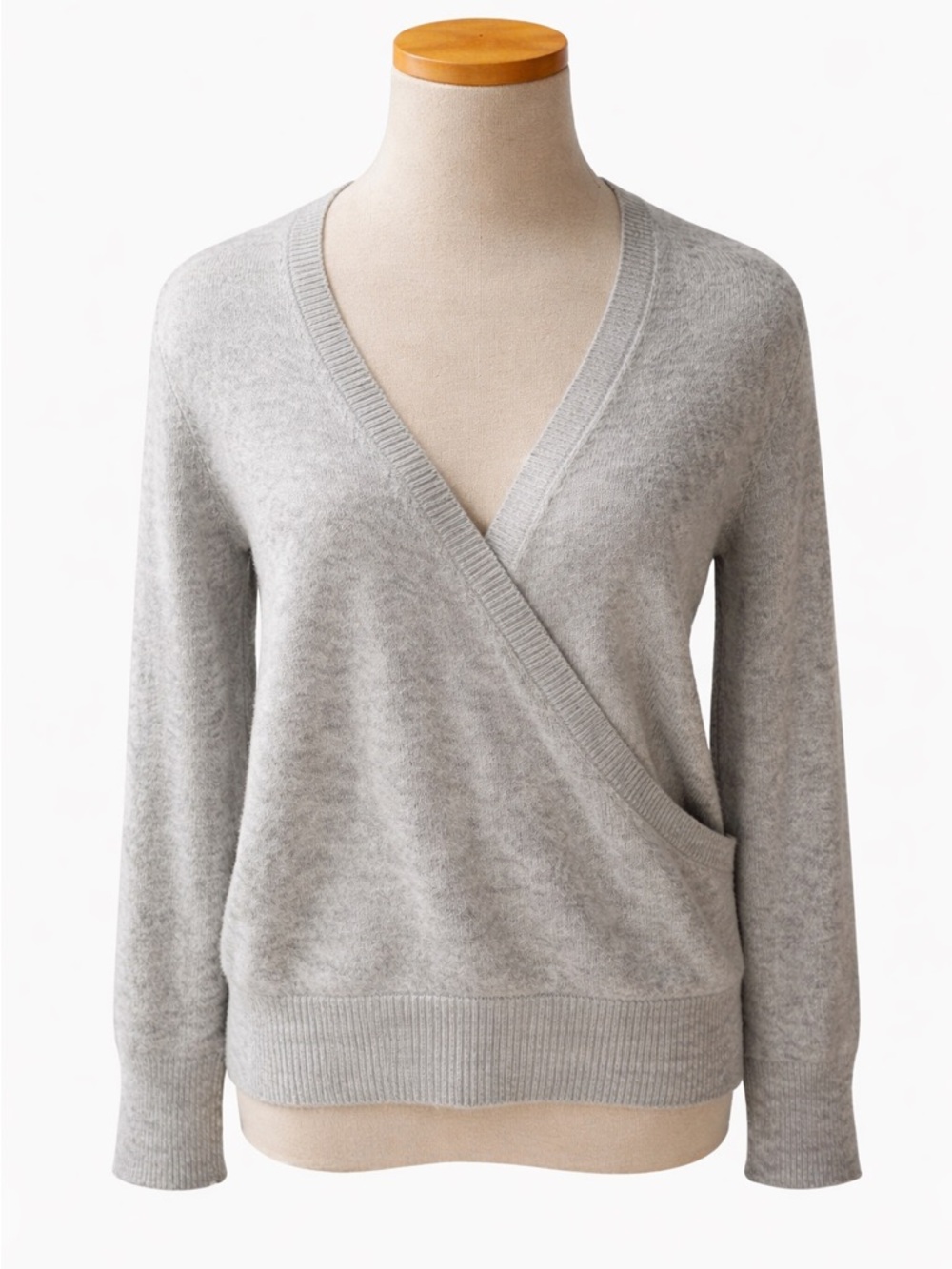 Madewell Gray Wrap Sweater Small Wool Alpaca Blend V Neck Soft Minimalist
